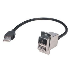 Picture of USB Type A Coupler, Female Bulkhead/Latching Male, 12 in.