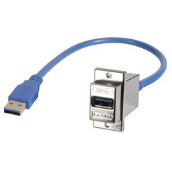 Picture of USB 3.0 Type A Coupler, Female Blkhd/Male, 0.5m