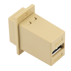 Picture of USB 3.0 Adapter Coupler Panel Mount ECF Flange Style, A Type Female to A Type Female, ABS Housing, Ivory