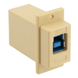 Picture of USB 3.0 Adapter Coupler Panel Mount ECF Flange Style, B Type Female to A Type Female, ABS Housing, Ivory