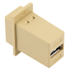Picture of USB 3.0 Adapter Coupler Panel Mount ECF Flange Style, B Type Female to A Type Female, ABS Housing, Ivory