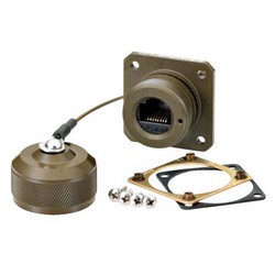 Picture of Cat5e, Ruggedized Flange Mount, Zinc-Nickel with Mounting Hardware and Dust Cap