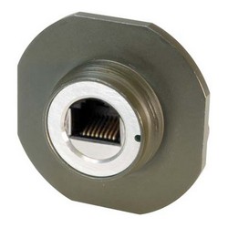 Picture of Cat5e, Ruggedized D38999 Jam-nut, Zinc-Nickel with Grounding Shield and Dust Cap