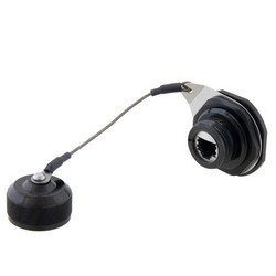 Picture of Cat6, Ruggedized D38999 Jam-nut, Electroless Nickel finish with Grounding Shield and Dust Cap
