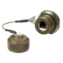 Picture of Cat6, Ruggedized Jam-nut, Zinc-nickel finish with Grounding Shield and Dust Cap