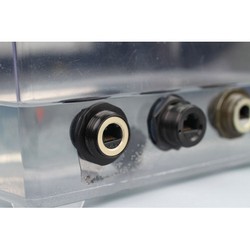 Picture of Cat6, RJ45 In-line Receptacle, Zinc-Nickel finish with Grounding Shield and Dust Cap