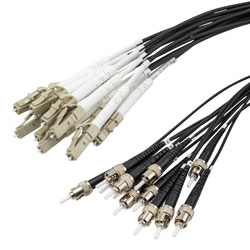 Picture of 12 Strand LC/UPC to ST/UPC 50/125 OM3, 6.2mm Distribution Cable, 2.0mm Breakout 0.5M, LSZH - 5M