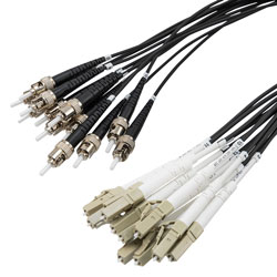Picture of 12 Strand LC/UPC to ST/UPC 50/125 OM4, 6.2mm Distribution Cable, 2.0mm Breakout 0.5M, LSZH - 10M