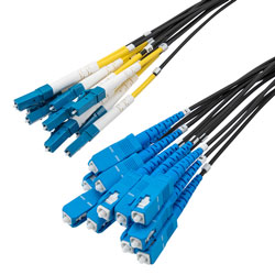 Picture of 12 Strand LC/UPC to SC/UPC 9/125 SM OS2, 6.2mm Distribution Cable, 2.0mm Breakout 0.5M, LSZH - 10M