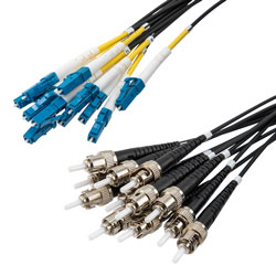 Picture of 12 Strand LC/UPC to ST/UPC 9/125 SM OS2, 6.2mm Distribution Cable, 2.0mm Breakout 0.5M, LSZH - 10M