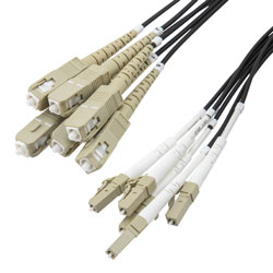 Picture of 6 Strand LC/UPC to SC/UPC 62.5/125 OM1, 5.0mm Distribution Cable, 2.0mm Breakout 0.5M, LSZH - 10M