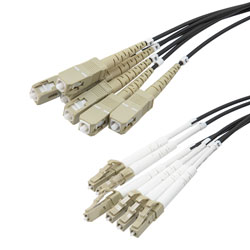 Picture of 6 Strand LC/UPC to SC/UPC 50/125 OM3, 5.0mm Distribution Cable, 2.0mm Breakout 0.5M, LSZH - 15M