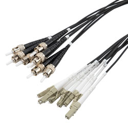 Picture of 8 Strand LC/UPC to ST/UPC 50/125 OM3, 5.6mm Distribution Cable, 2.0mm Breakout 0.5M, LSZH - 10M