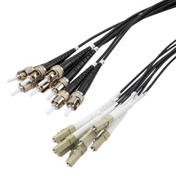 Picture of 8 Strand LC/UPC to ST/UPC 50/125 OM4, 5.6mm Distribution Cable, 2.0mm Breakout 0.5M, LSZH - 15M