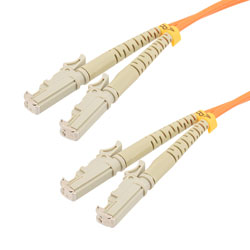 Picture of Fiber Optic Patch Cable E2000/PC-E2000/PC Duplex 100/140 Large Core Multimode Fiber 3.0mm PVC 1 m