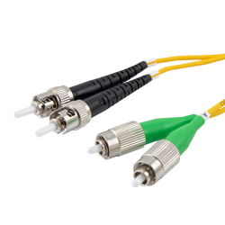 Picture of Fiber Optic Patch Cable FC/APC to ST/UPC Duplex 9/125 single mode OS2 LSZH, 10 meter