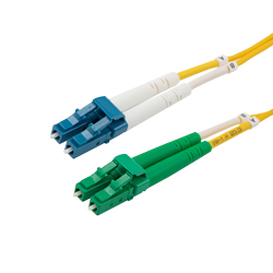Picture of Fiber Optic Patch Cable LC/APC to LC/UPC Duplex 9/125 single mode OS2 OFNP, 3 meter