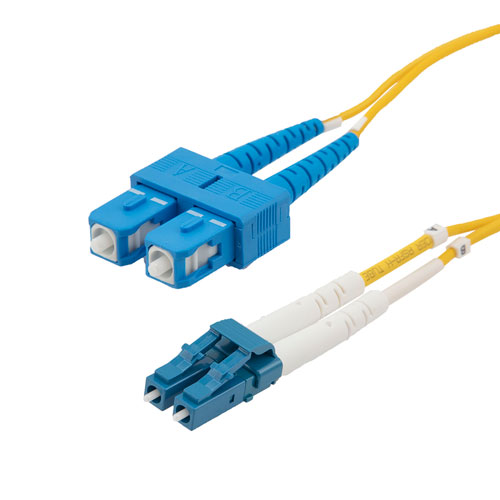 Picture of Fiber Optic Patch Cable LC to SC Duplex 9/125 single mode OS1 OFNP, 15 meter