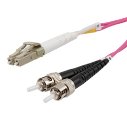 Picture of Fiber Optic Patch Cable LC to ST Duplex 50/125 multimode OM4 OFNP, 1 meter