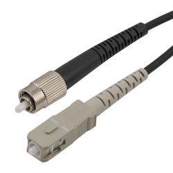 Picture of Fiber Optic Patch Cable FC/UPC to SC/UPC Simplex 62.5/125 OM1 MMF 3.0mm Black, (LSZH) w/ internal spiral armor, 5 meter