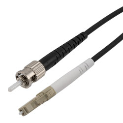 Picture of Fiber Optic Patch Cable LC/UPC to ST/UPC Simplex 62.5/125 OM1 MMF 3.0mm Black, (LSZH) w/ internal spiral armor, 10 meter