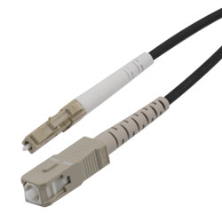 Picture of Fiber Optic Patch Cable LC/UPC to SC/UPC Simplex 50/125 OM3 MMF 3.0mm Black, (LSZH) w/ internal spiral armor, 2 meter