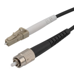Picture of Fiber Optic Patch Cable FC/UPC to LC/UPC Simplex 50/125 OM4 MMF 3.0mm Black, (LSZH) w/ internal spiral armor, 2 meter