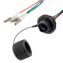 Picture of 4 Channel TFOCA 2 Jam Nut Receptacle to LC/UPC, Multimode OM2, 7.5mm Tactical cable assembly, 1 meter, 18in (0.4572M) breakout