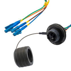 Picture of 4 Channel TFOCA 2 Jam Nut Receptacle to LC/UPC, Single Mode, 7.5mm Tactical cable assembly, 3 meter, 18in (0.4572M) breakout