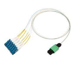 Picture of Patch Cord Single Mode OS2 6 Cores MPO Male to LC/UPC 0.25mm PVC 6 Color 0.5M