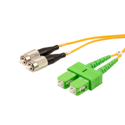Picture of Fiber Optic Patch Cable SC/APC to FC/UPC Duplex 9/125 single mode OS2 OFNP, 2 meter