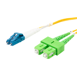 Picture of Fiber Optic Patch Cable SC/APC to LC/UPC Duplex 9/125 single mode OS2 OFNP, 1 meter