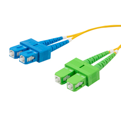 Picture of Fiber Optic Patch Cable SC/APC to SC/UPC Duplex 9/125 single mode OS2 LSZH, 1 meter