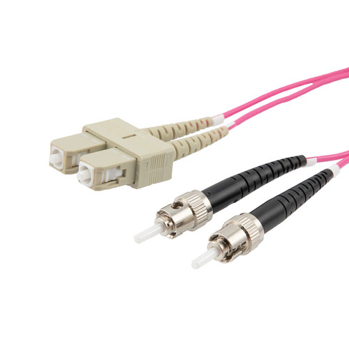 Picture of Fiber Optic Patch Cable SC to ST Duplex 50/125 multimode OM4 OFNP, 3 meter