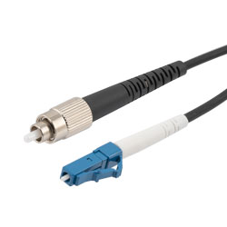 Picture of Fiber Optic Patch Cable FC/UPC to LC/UPC Simplex 9/125 SMF G.652.D 3.0mm Black, (LSZH) w/ internal spiral armor, 5 meter