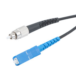Picture of Fiber Optic Patch Cable FC/UPC to SC/UPC Simplex 9/125 SMF G.652.D 3.0mm Black, (LSZH) w/ internal spiral armor, 10 meter