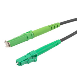 Picture of Fiber Optic Patch Cable LC/APC to E2000/APC Simplex 9/125 SMF G.652.D 3.0mm Black, (LSZH) w/ internal spiral armor, 2 meter