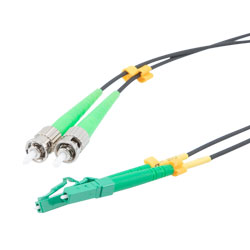 Picture of Fiber Optic Patch Cable LC/APC to ST/APC Duplex 9/125 SMF G.652.D 4.8mm Black, (LSZH) w/internal spiral armor, 5 meter
