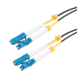 Picture of Fiber Optic Patch Cable LC/UPC to LC/UPC Duplex 9/125 SMF G.652.D 4.8mm Black, (LSZH) w/internal spiral armor, 10 meter