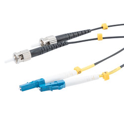 Picture of Fiber Optic Patch Cable LC/UPC to ST/UPC Duplex 9/125 SMF G.652.D 4.8mm Black, (LSZH) w/internal spiral armor, 2 meter