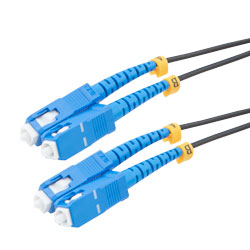 Picture of Fiber Optic Patch Cable SC/UPC to SC/UPC Duplex 9/125 SMF G.652.D 4.8mm Black, (LSZH) w/internal spiral armor, 15 meter