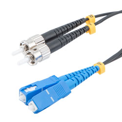 Picture of Fiber Optic Patch Cable SC/UPC to ST/UPC Duplex 9/125 SMF G.652.D 4.8mm Black, (LSZH) w/internal spiral armor, 5 meter