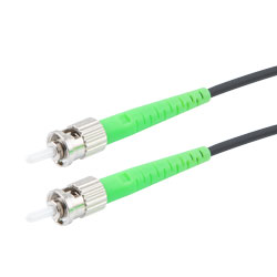 Picture of Fiber Optic Patch Cable ST/APC to ST/APC Simplex 9/125 SMF G.652.D 3.0mm Black, (LSZH) w/ internal spiral armor, 15 meter
