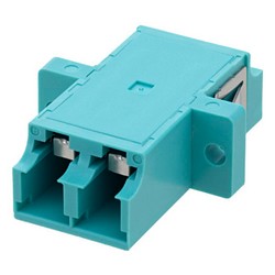Picture of LC Shutter Coupler, Duplex, With Flange, Aqua