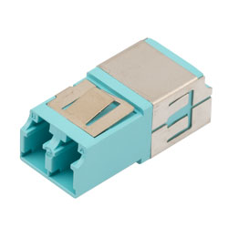 Fiber Coupler, LC/LC Duplex, White Internal Shutter, Vertical Spring, High  Density, No Flange, Aqua