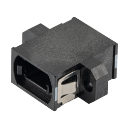 Picture of Fiber Optic Coupler, MPO/MTP Connector, Type A, Full Flange, Single Dust Cap, Black