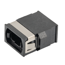 Picture of Fiber Optic Coupler, MPO/MTP Connector, Type A, Reduced Flange, Single Dust Cap, Black