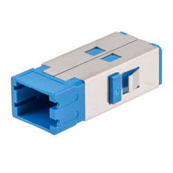 Picture of SN SC Simplex Dual Channel (4 fiber) Adapter, without  flange, Blue