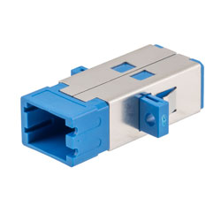 Picture of SN SC Simplex Dual Channel (4 fiber) Adapter, with  flange, Blue
