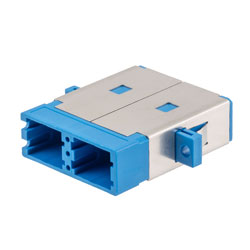 Picture of SN SC Duplex Quad Channel (8 fiber) Adapter, with  flange, Blue